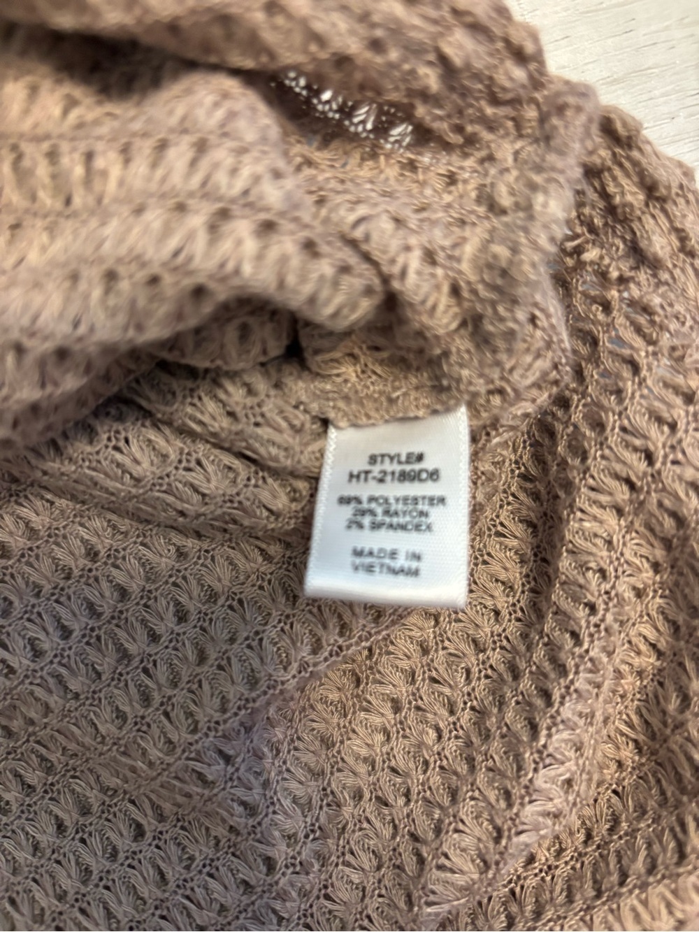 ⭐️ SALE - Zenana Waffle Knit Dolman Sweater Taupe V-Neck Oversized S/M Boho - Picture 8 of 9
